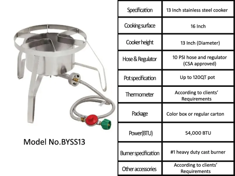 Outdoor  Propane Burner  Stock Stainless Steel Wok For Camping With Accessory