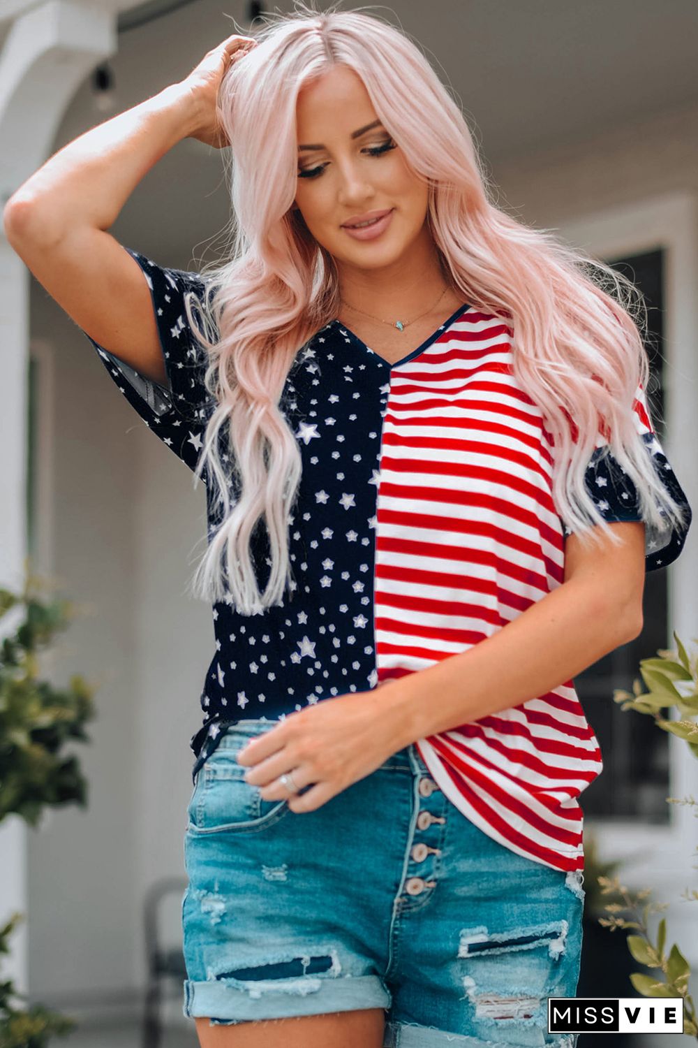 July 4th Stars and Stripes USA Flag Tee