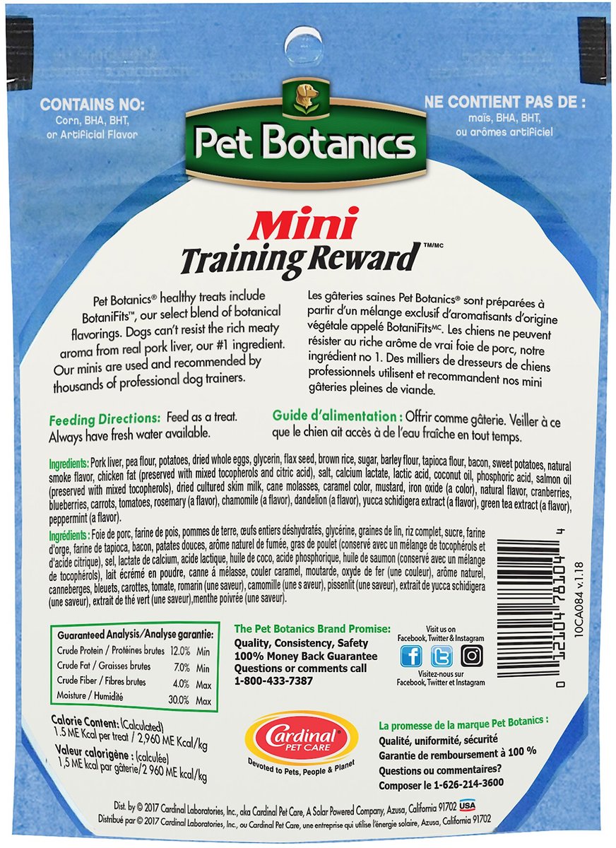 Pet Botanics Mini Training Reward Bacon Flavor Dog Treats