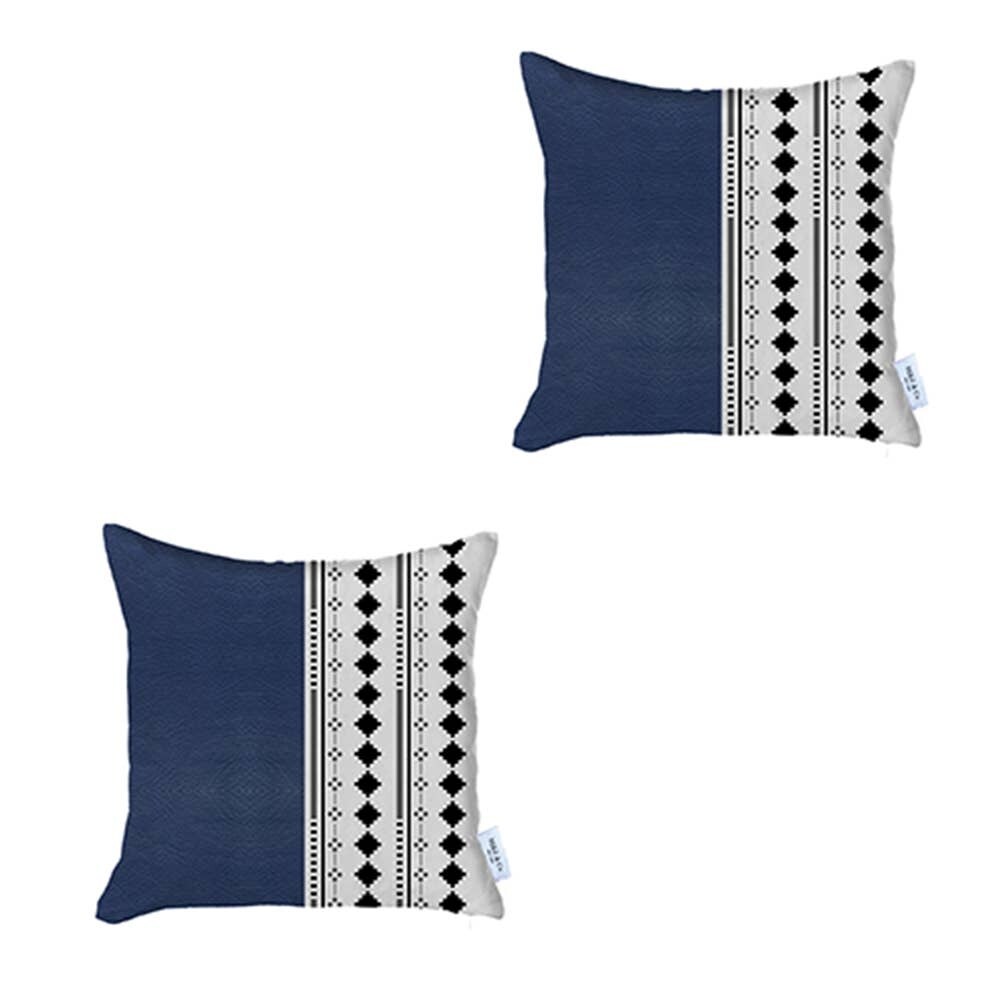 Bohemian Vegan Faux Leather Throw Pillow Covers Set of 2