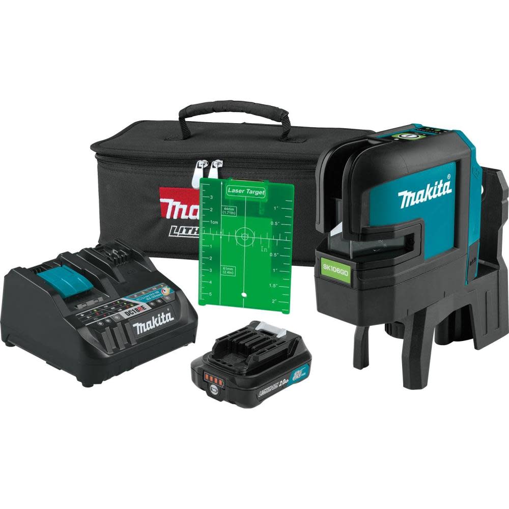 Makita 12V Max CXT Self-Leveling Cross-Line/4-Point Green Beam Laser Kit SK106GDNAX from Makita