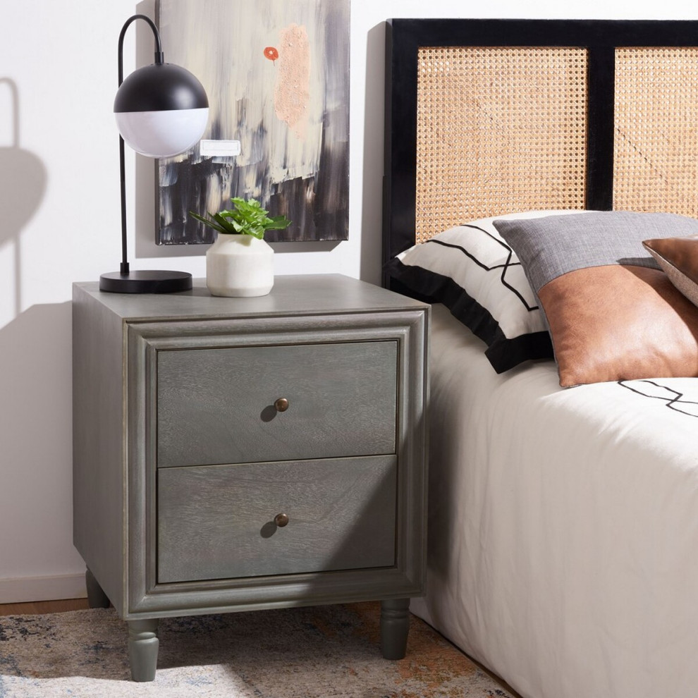 Rashid Accent Stand With Storage Drawers Ash Gray   Modern   Side Tables And End Tables   by Virgil Stanis Design  Houzz