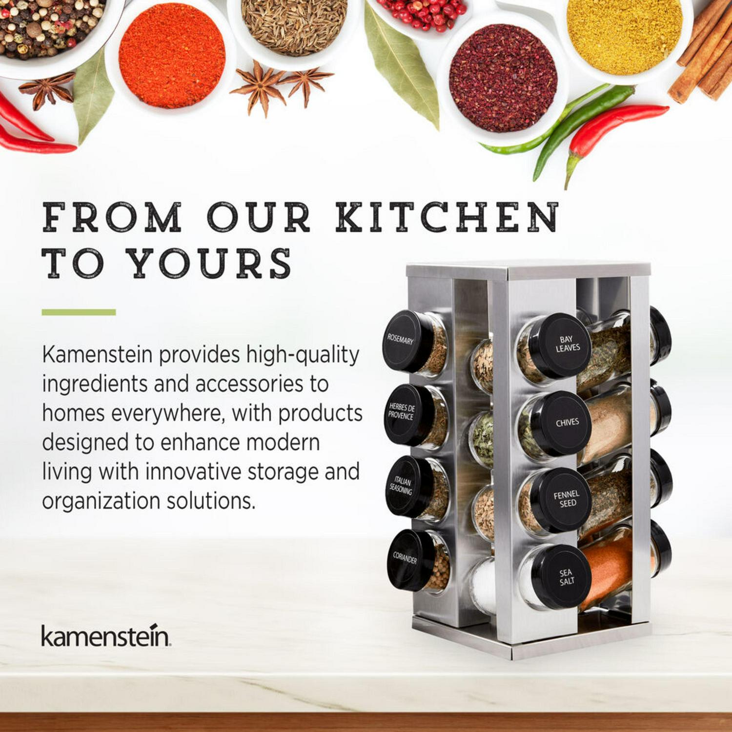 Kamenstein Heritage 20Jar Revolving PreFilled Countertop Spice Rack Organizer Stainless Steel with Free Spice Refills for 5 Years  Crowdfused