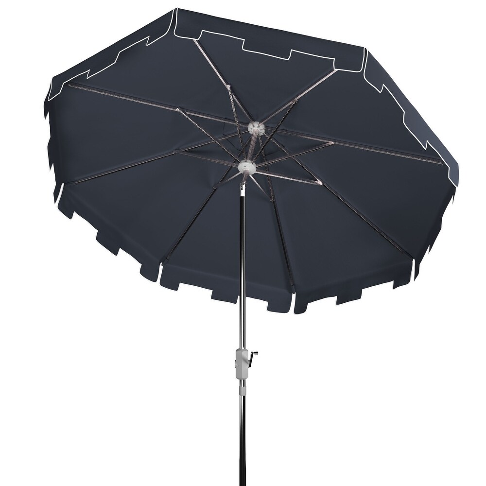 SAFAVIEH Zimmerman Aluminum Tilt and Crank 9 foot Crank Market Patio Umbrella With Flap.