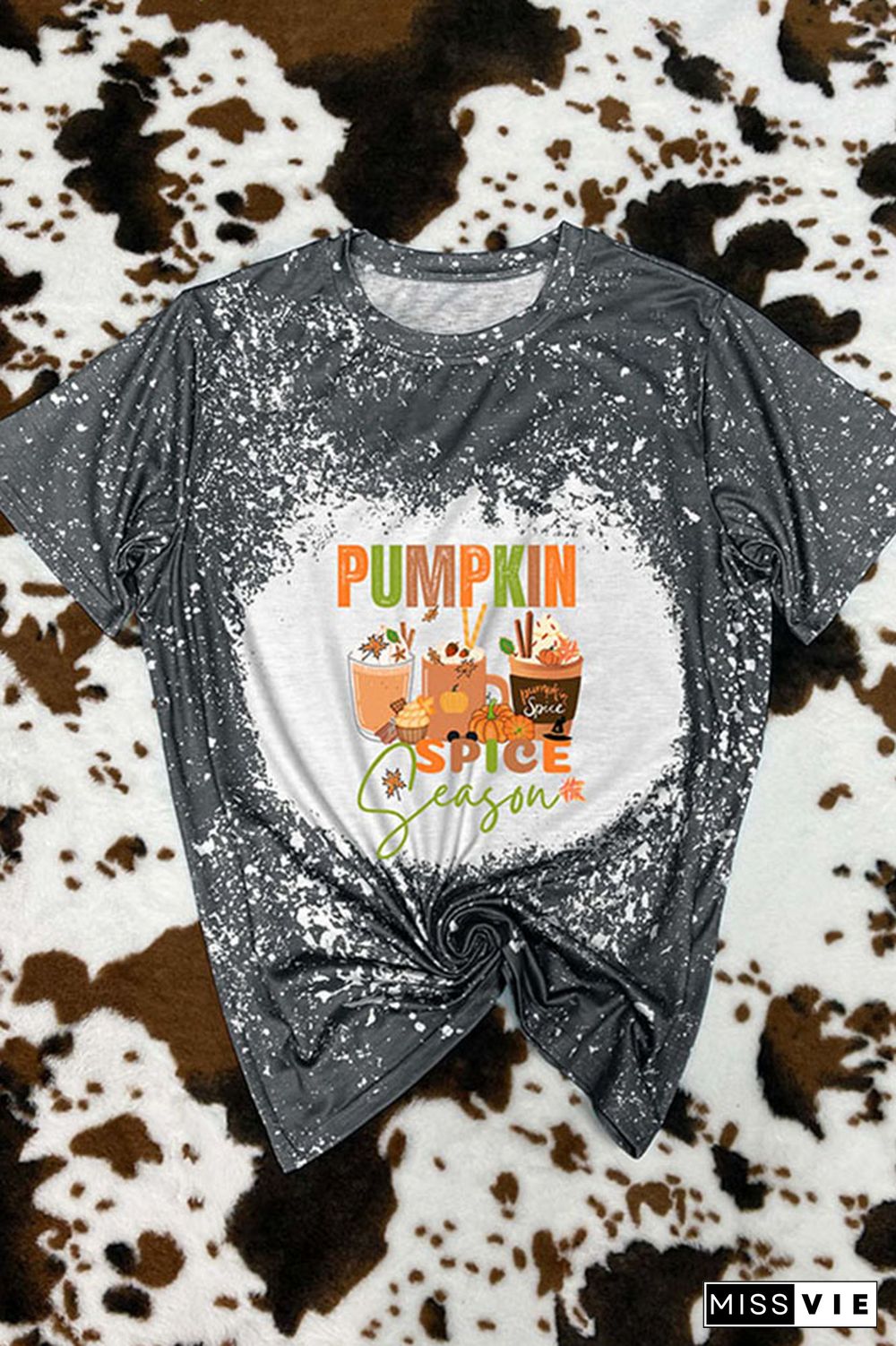 Pumpkin Spice Season,Fall Bleached Graphic Tee Wholesale