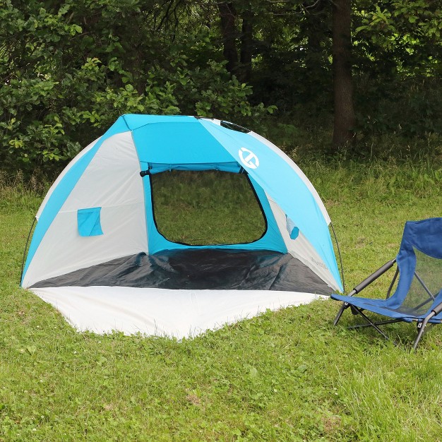 Tahoe Gear Cruz Bay Summer Sun Shelter And Beach Shade Tent Canopy Blue amp White