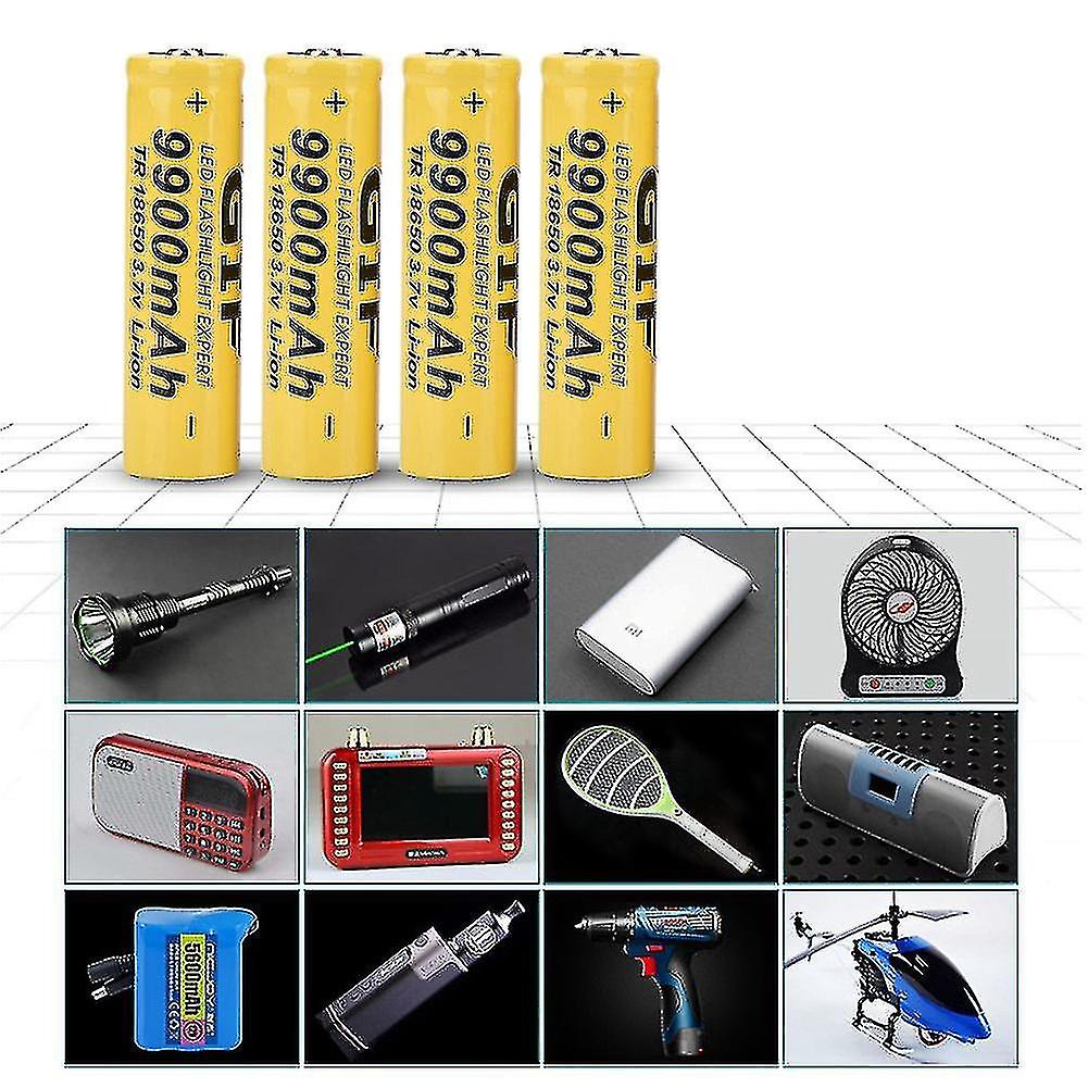 4pcs Flash Gif 9900mah 18650 Recharable Yellow