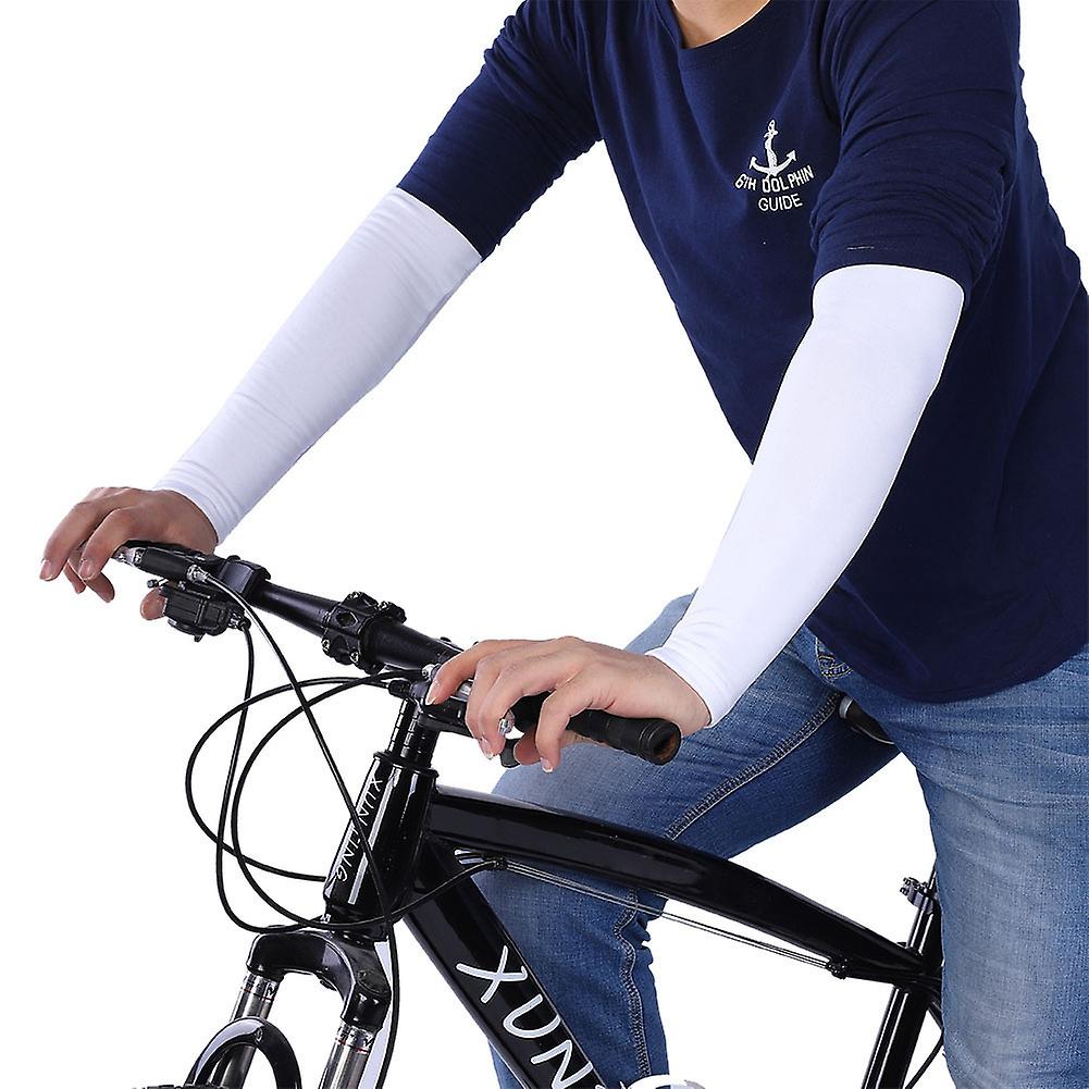 Cycling Windproof Fleece Arm Warmers Outdoor Sports Arm Sleeves Cover (white Xxl)