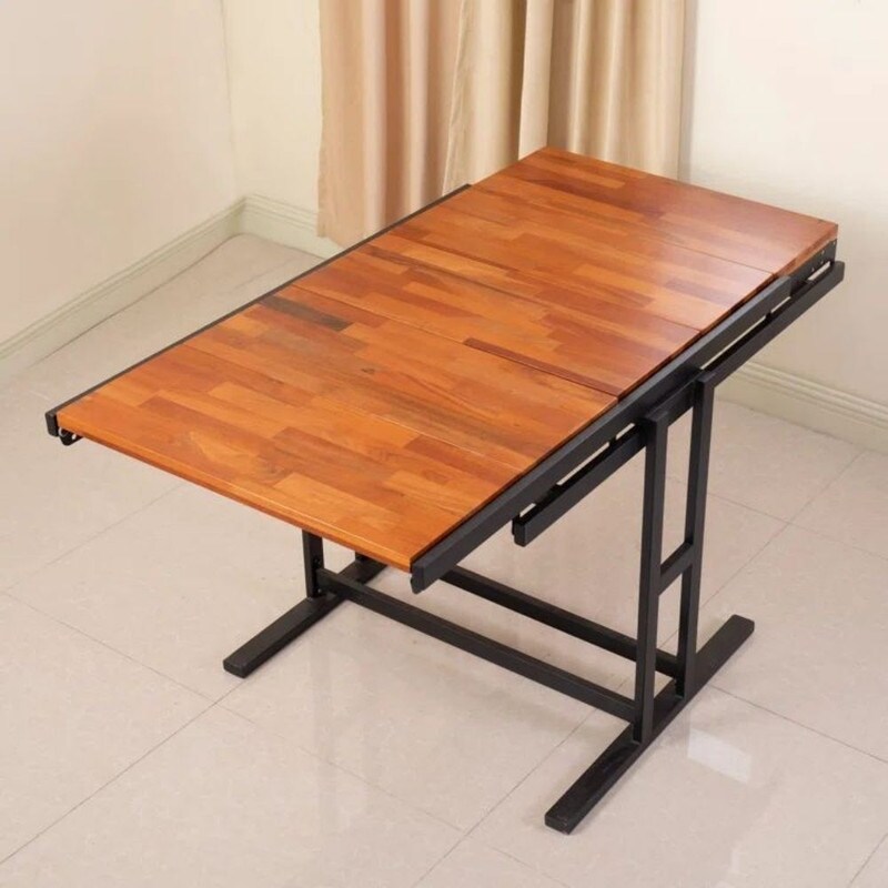 Extendable Solid Wood Dining Table and Book Shelf