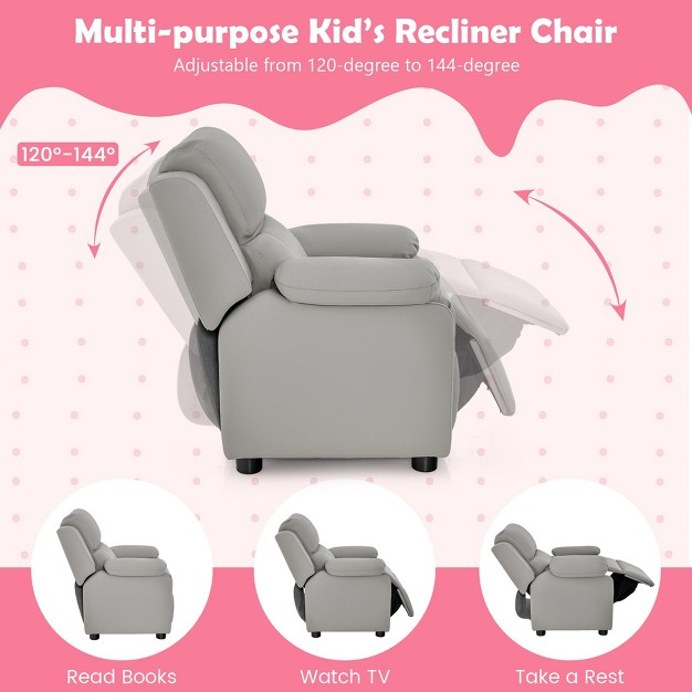 Costway Kids Sofa Deluxe Padded Armchair Recliner Headrest W Storage Arms