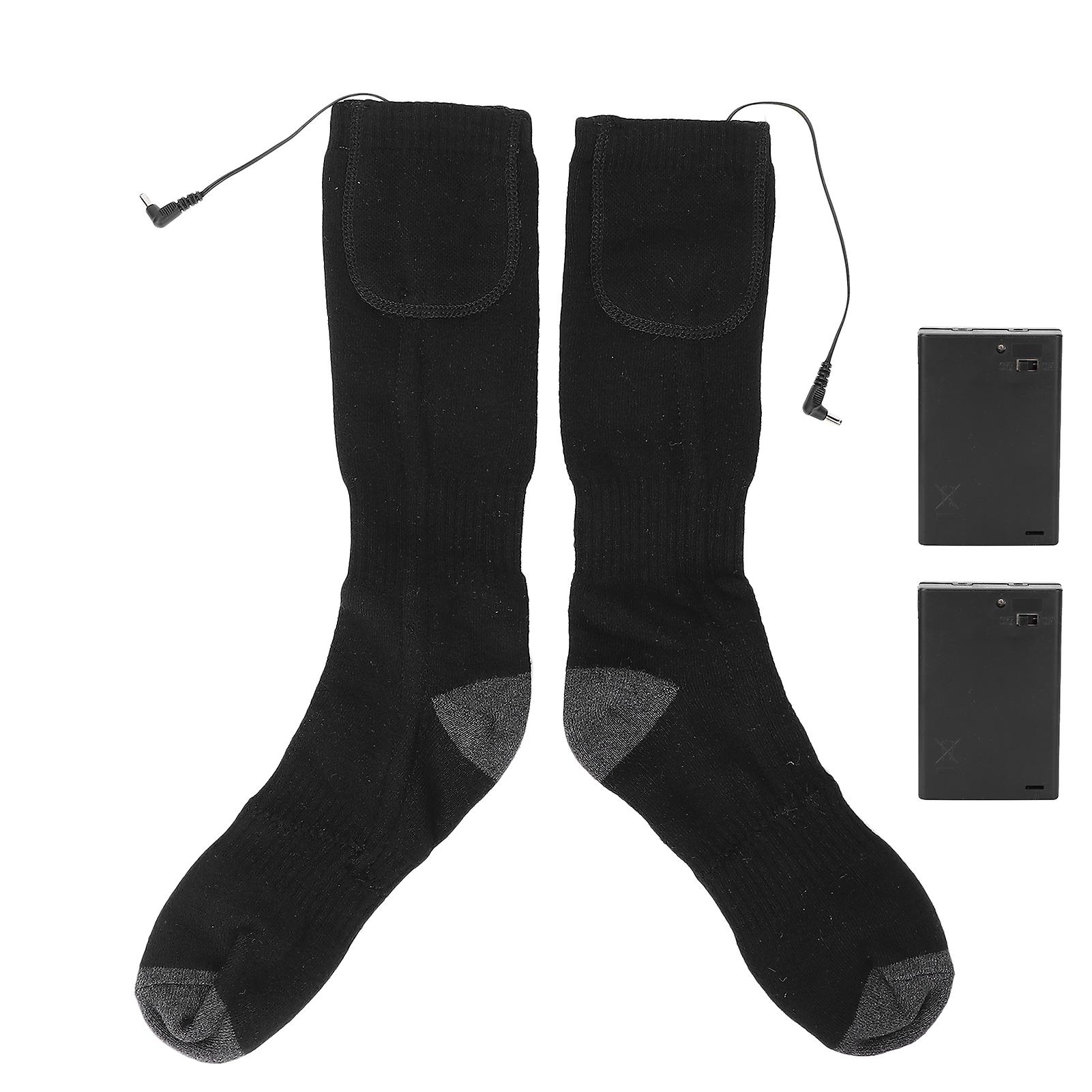 Winter Outdoor Sports Thicken Electric Heated Socks Battery Heating Cotton Stockings Black