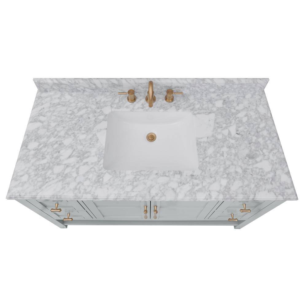 Home Decorators Collection Sturgess Open Shelf 49 in. W x 22. D x 35. H Vanity in Dove Grey with White Marble Vanity Top 19111S-VS49C-DG