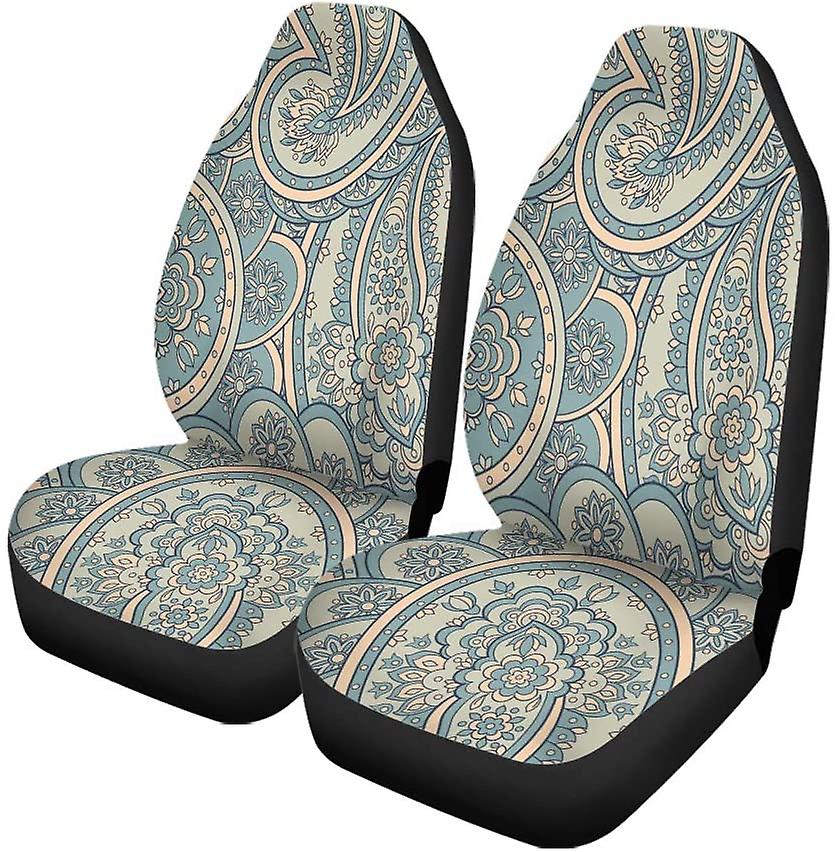 Set Of 2 Car Seat Covers Line Flower Universal Auto Front Seats Protector Fits For Car，suv Sedan，truck