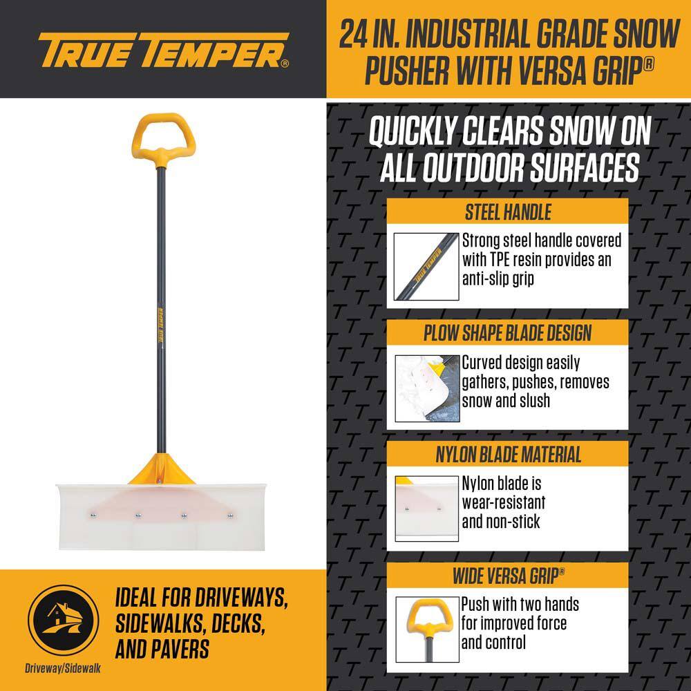 True Temper 4-Piece Deluxe Snow and Ice Removal Combo with Shovel Pusher Scraper and Scoop Garden Tool Set 10000-03451