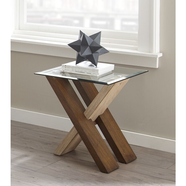 Tennyson Two-tone Wood and Glass Top End Table by Greyson Living