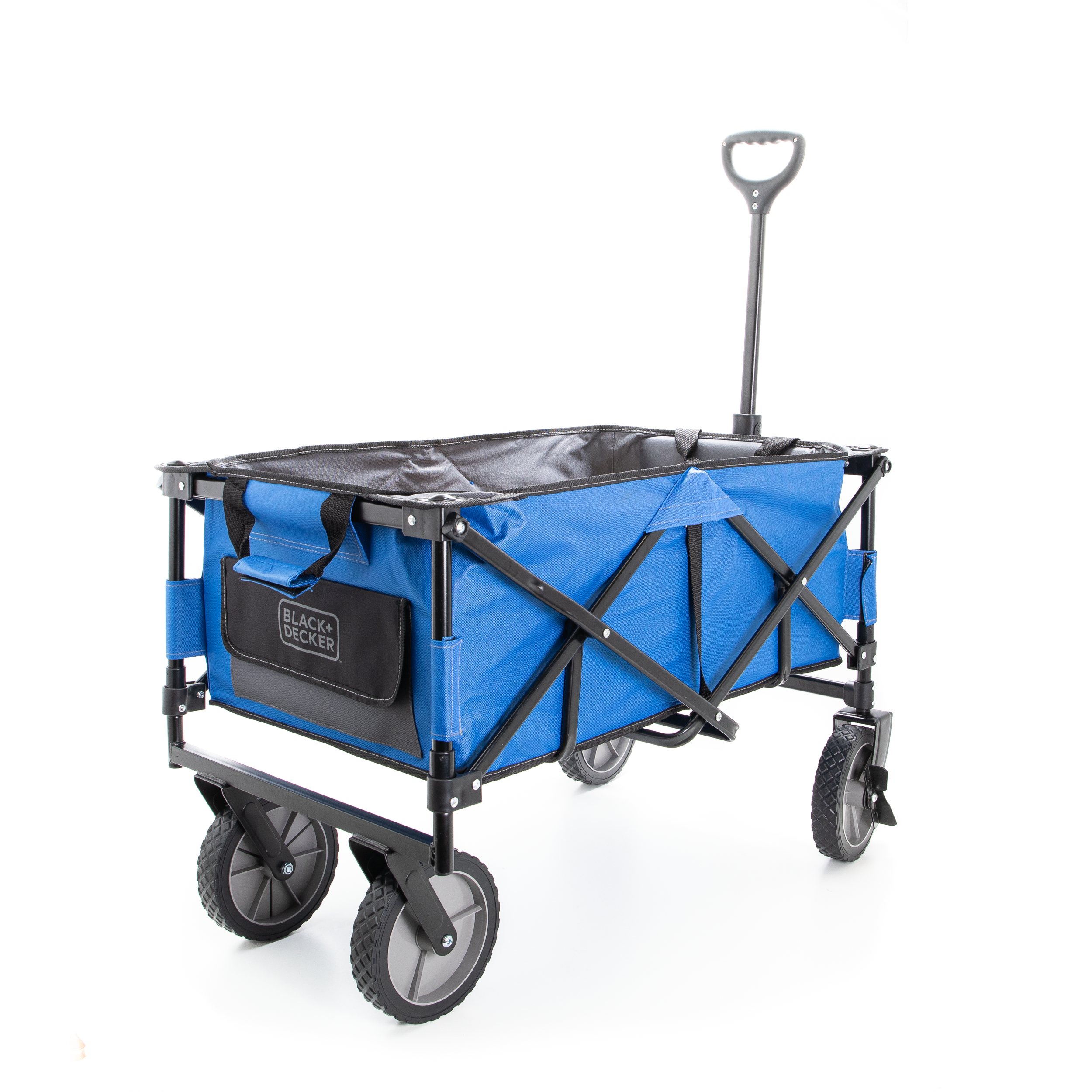 Collapsible Storage Cart, Folding Utility Wagon, Holds up to 176 lbs., Blue