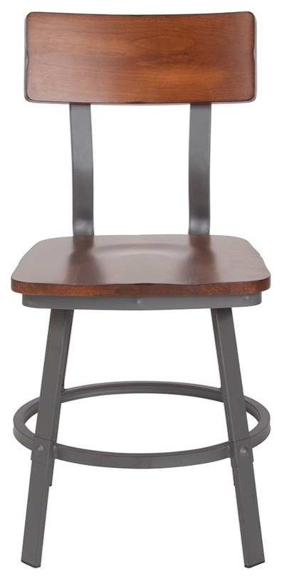 Flash Furniture Flint Metal Dining Side Chair in Rustic Walnut   Industrial   Dining Chairs   by Homesquare  Houzz