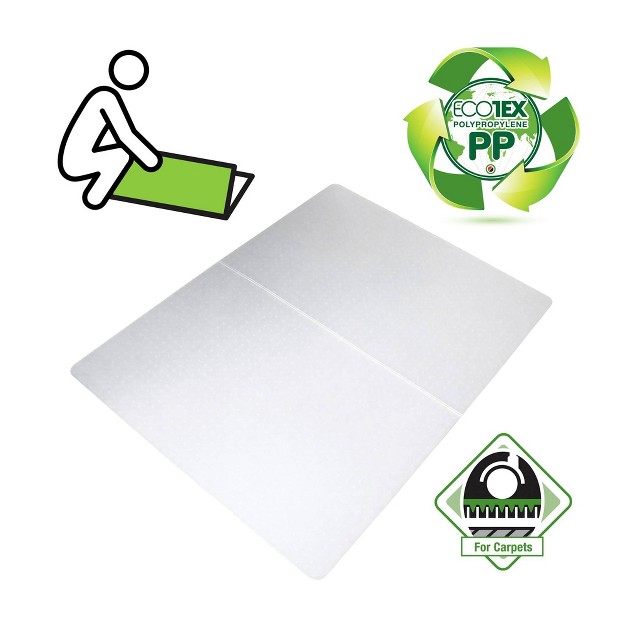 Polypropylene Foldable Chair Mat For Carpets Rectangular White Floortex