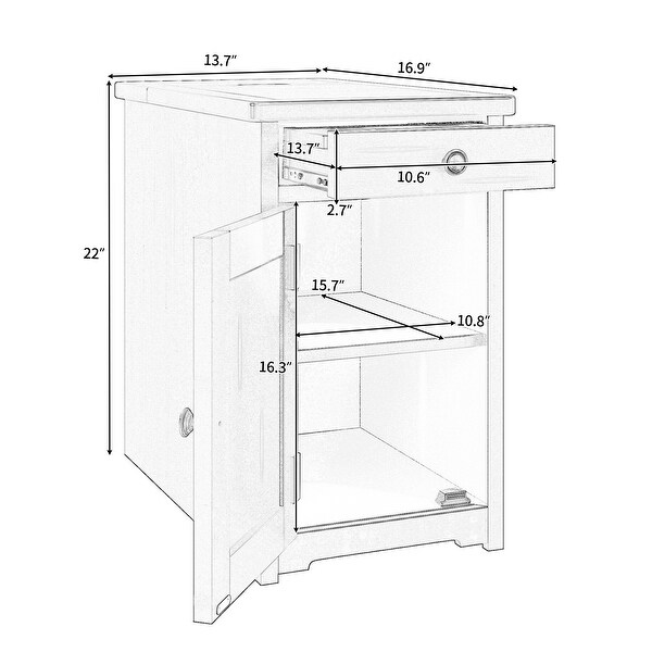 Livingroom End Table Sidetable Nightstand with USB Ports and Drawer