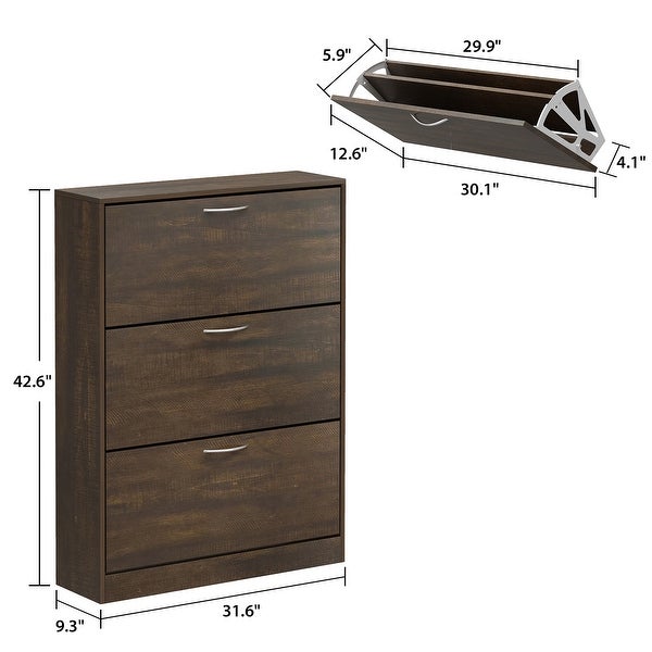 Timechee 31.6W 18-24 Pair Shoe Storage Cabinet Space Saving - - 36133769