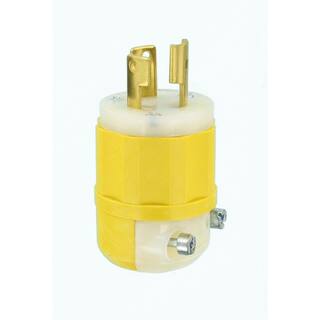 Leviton 15 Amp 125-Volt Locking Grounding Plug YellowWhite 4720-CY