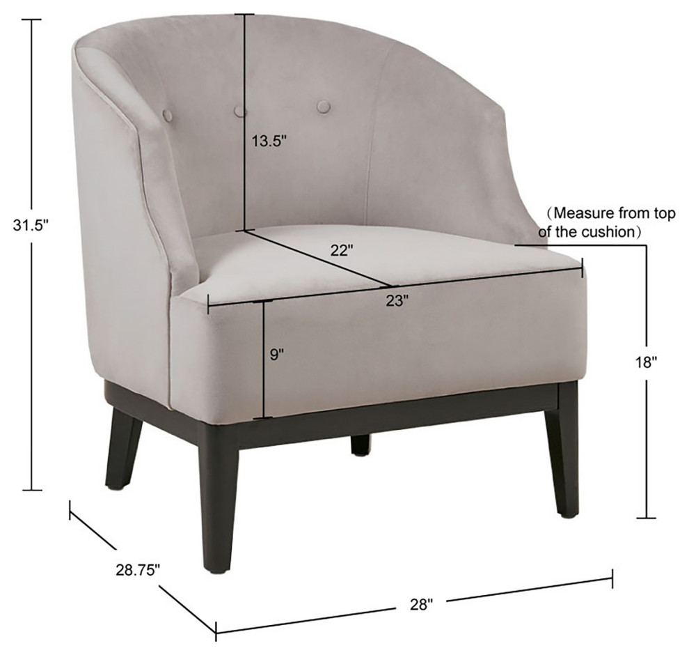 Martha Stewart Samba Velvet Curved Accent Chair With Tufted Back  Grey   Transitional   Armchairs And Accent Chairs   by Olliix  Houzz