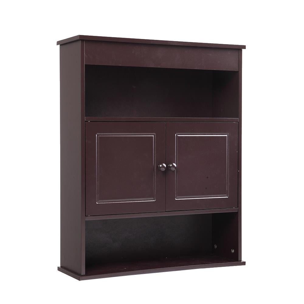 Ktaxon Wall Mounted Bathroom Storage Cabinet Medicine Cabinet with 2 Doors and Opening Shelves Storage Organizer, Dark Brown Finish