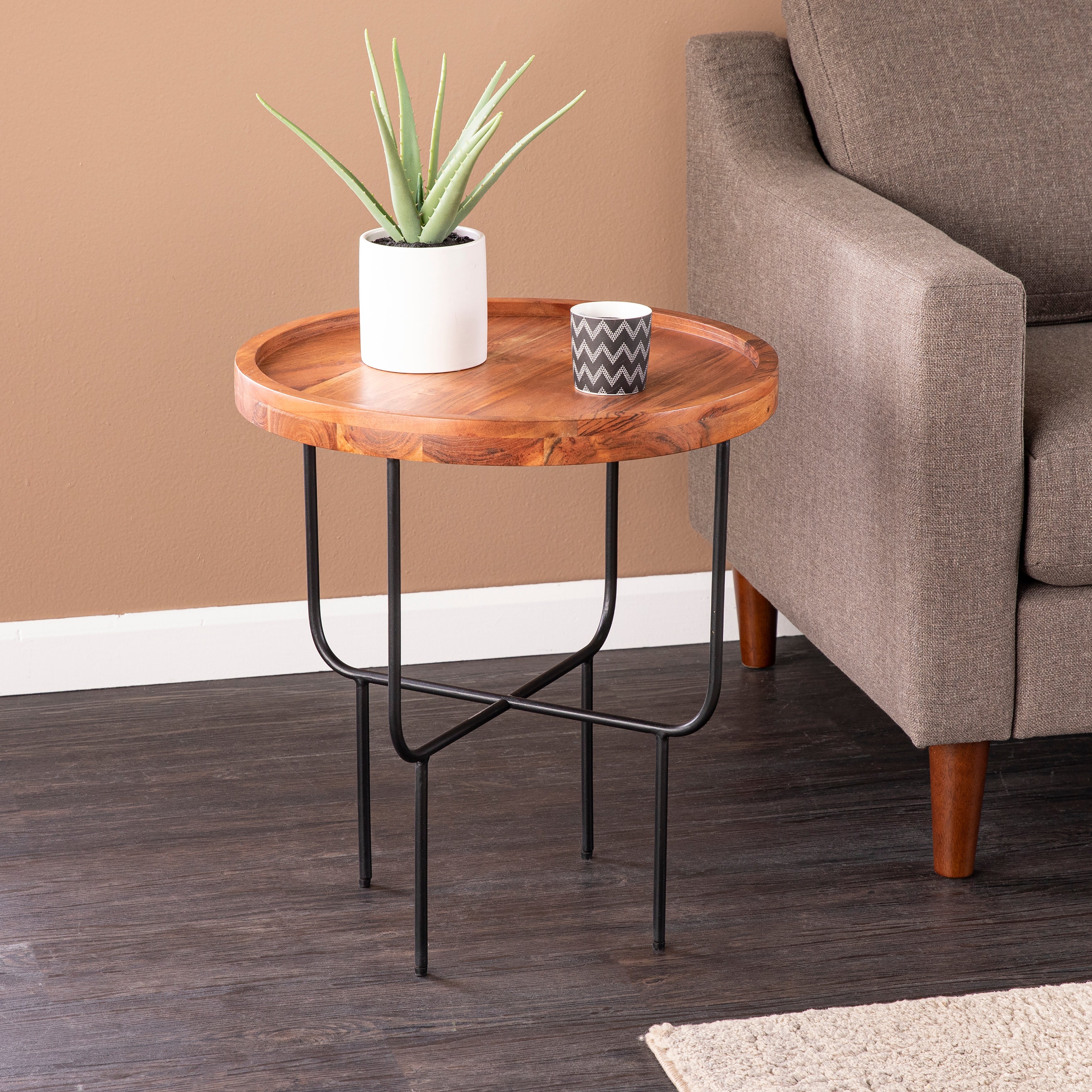 SEI Furniture Marisong Solid Acacia Wood Round Side Table