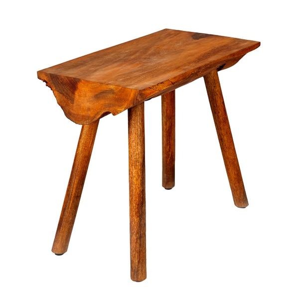 18 Inch Rectangular Mango Wood Side Table with Live Edge Log Top