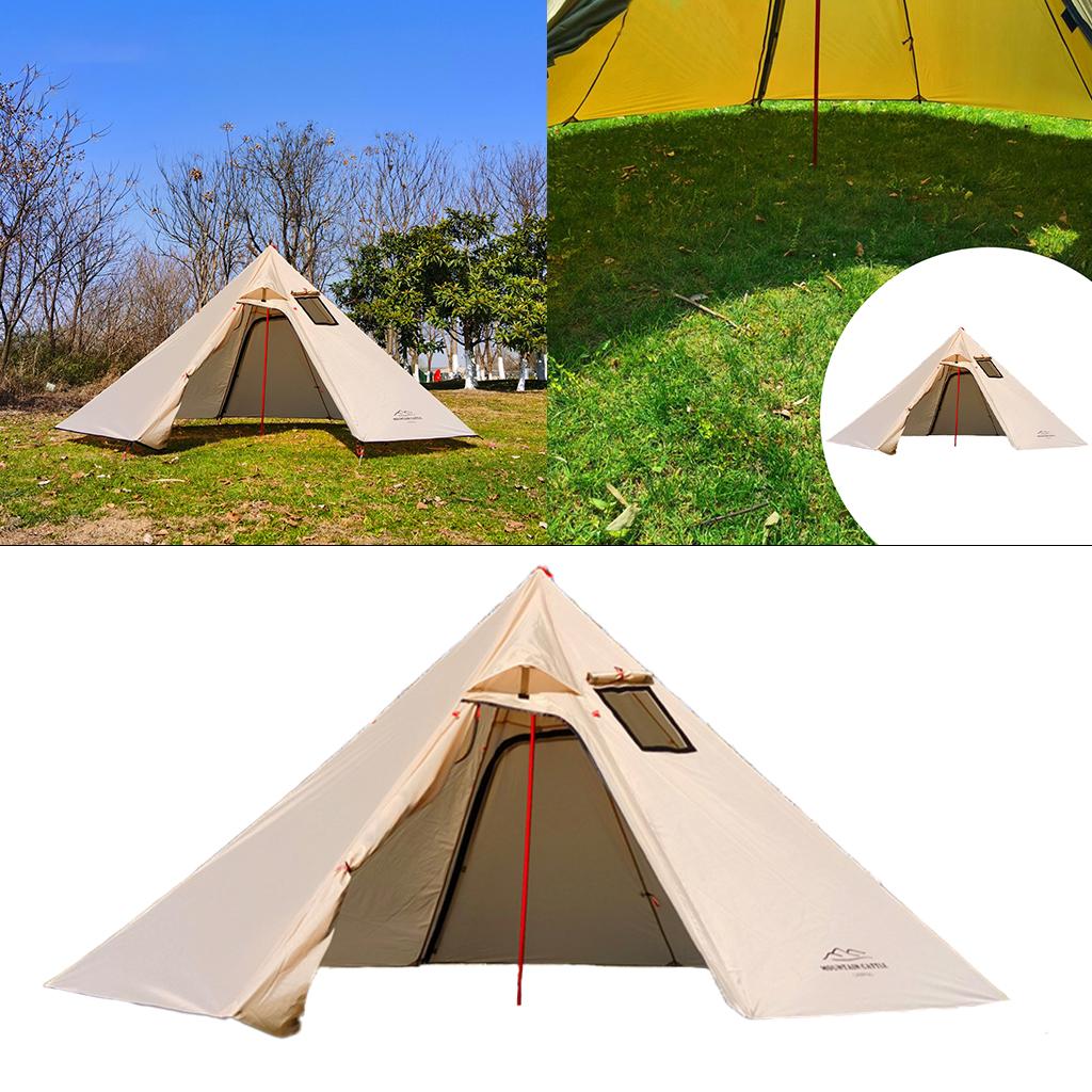 Light Hot Curtain for with Window -retarded Flue Pipes Tent for 3 Persons with Fire-retardant Waste Drain Pipes Khaki