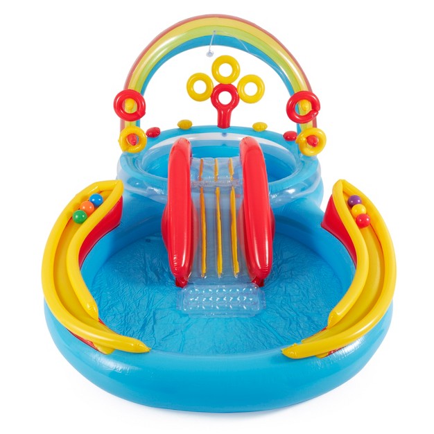 Intex Rainbow Slide Inflatable Pool And Water Slide Ring Center