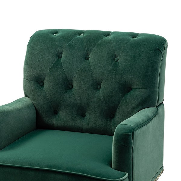 Geltrude Transitional Upholstered Button Tufted Club Chair with turned wooden Legs by HULALA HOME