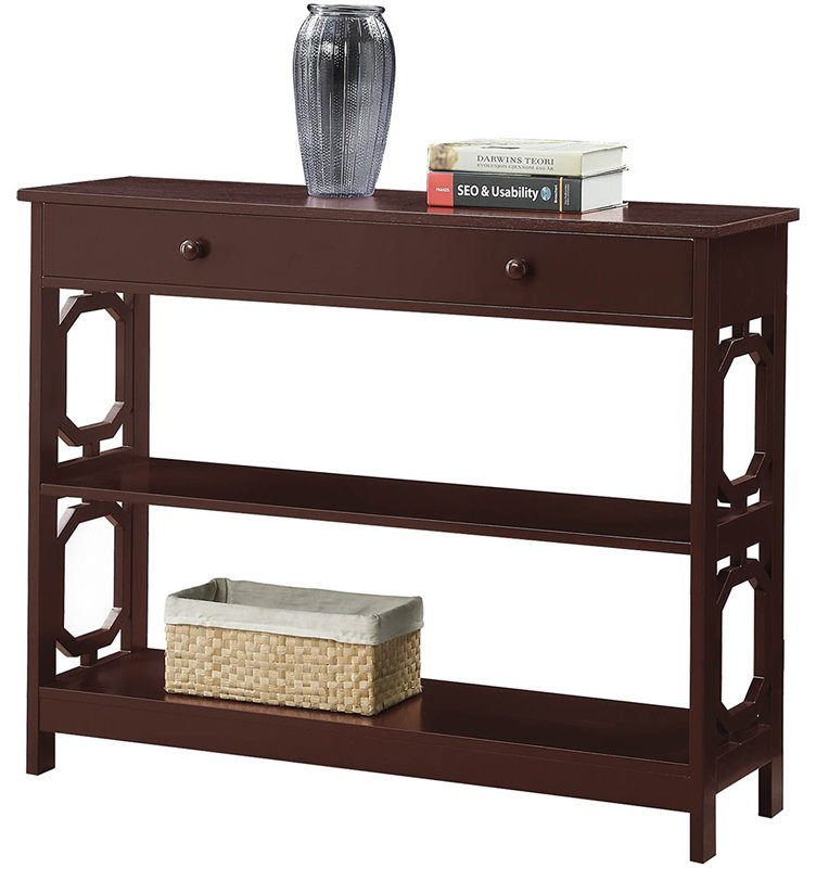 Convenience Concepts Omega Storage Console Table in Black Wood Finish   Transitional   Console Tables   by Homesquare  Houzz