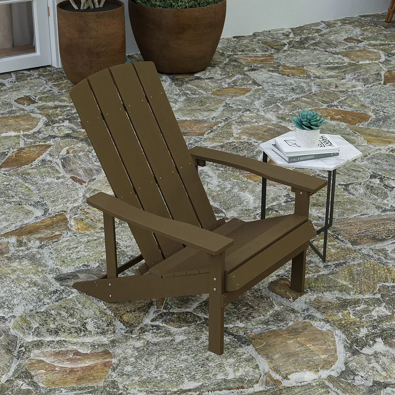 Merrick Lane Set of 4 Riviera All-Weather Poly Resin Wood Adirondack Chairs