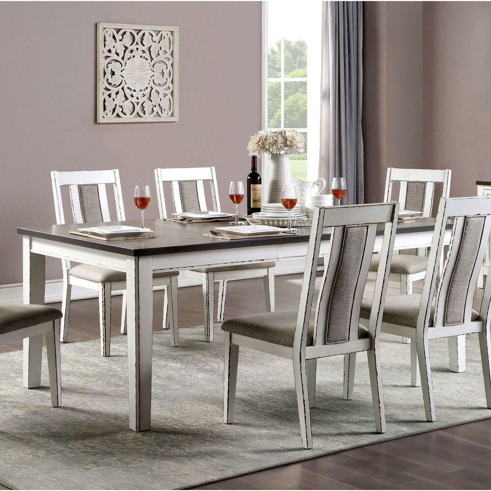 Furniture of America Abeje Rustic White 78 inch Expandable Dining Table