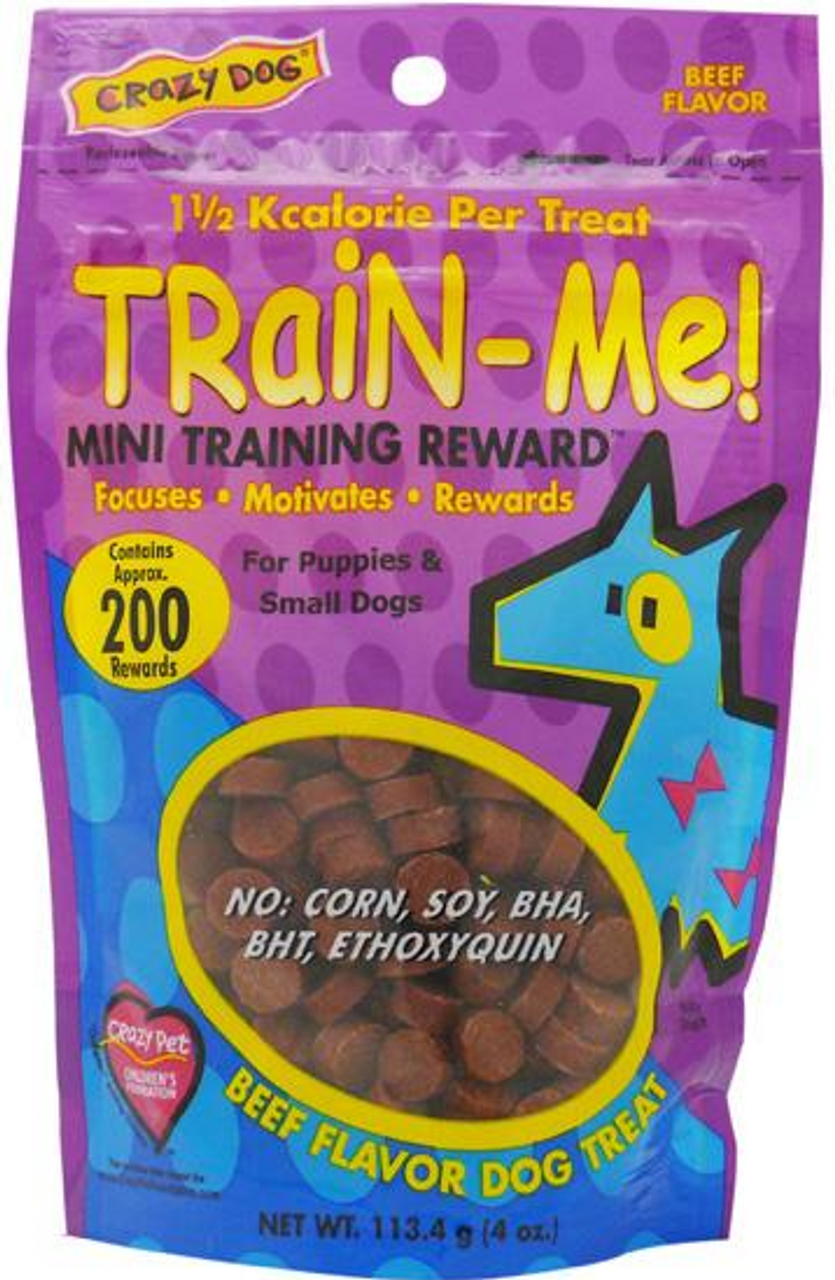 Crazy Dog Train-Me! Training Mini Beef Dog Treats， 4oz.