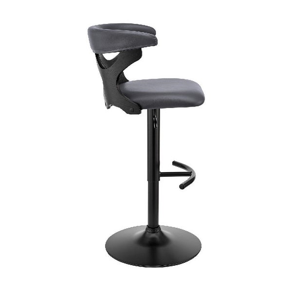 Adjustable Barstool with Curved Cut Out Wooden Back - 20 L X 20 W X 43 H Inches