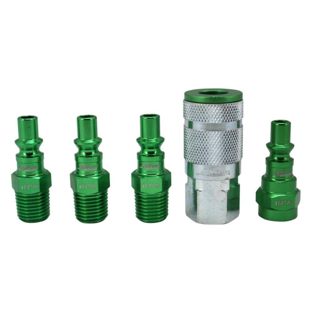 ColorFit® by Milton® S-305AKIT Coupler and Plug Kit ; (A-Style， Green) ; 1/4 NPT， (5-Piece)