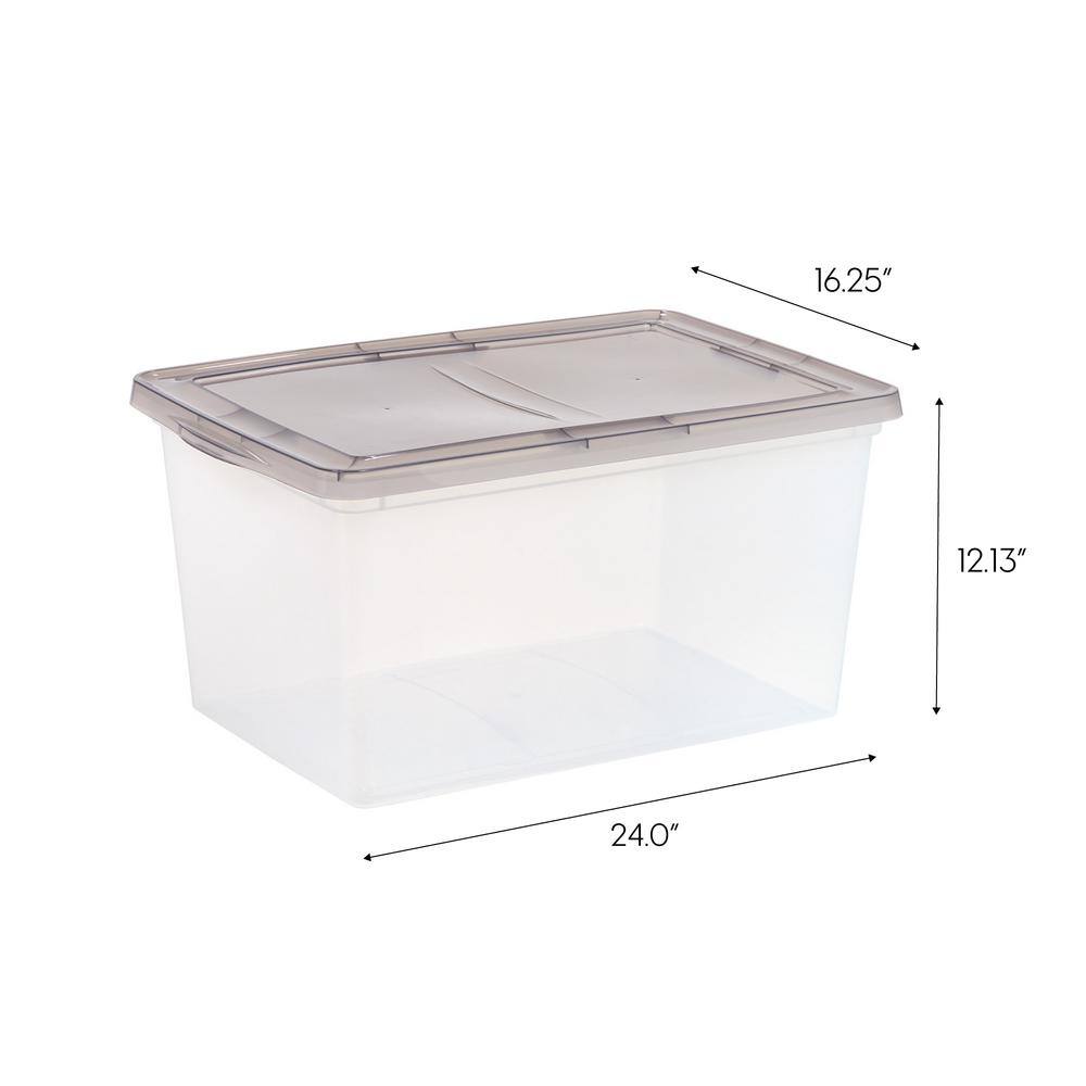 IRIS 14.5 Gal. Snap Top Plastic Storage Box in Clear with Gray Lid 5-pack 500158