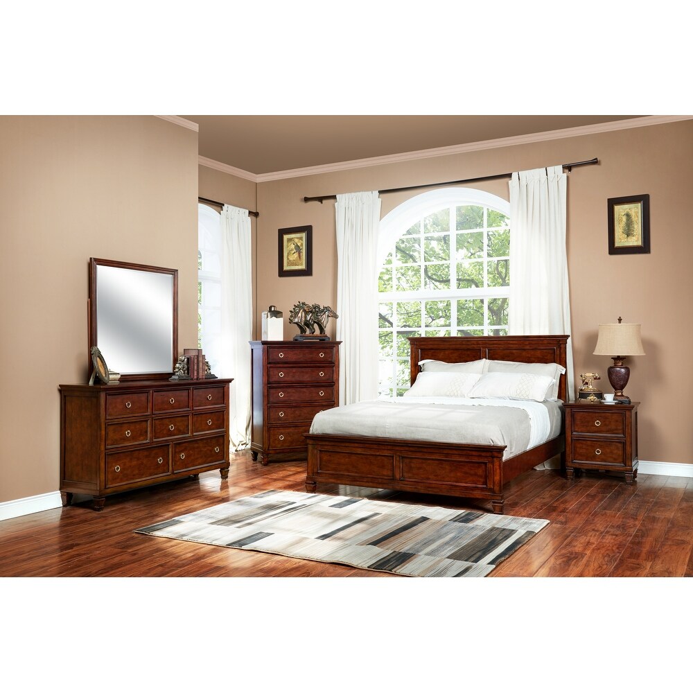 New Classic Furniture Hamlette Cherry 4 piece Bedroom Set with Chest