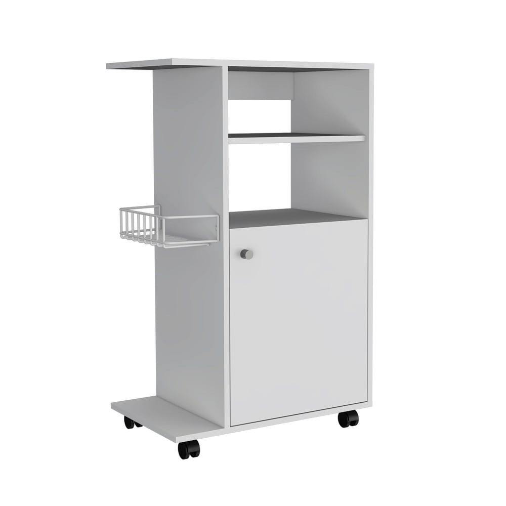 Rack Tall Kitchen Cart Service Cart on Lockable Wheels with Single Door Cabinet 4 Casters Placed Spice Rack   Wine Storage