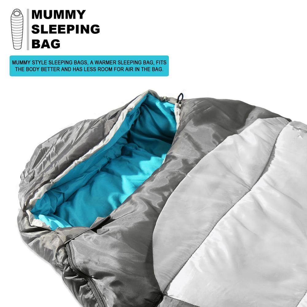 KHOMO GEAR 3-Season Mummy Style Sleeping Bag in Gray GER-1134