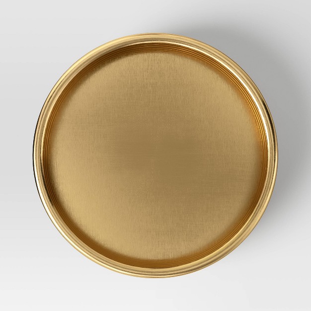 Metal Ribbed Decorative Tray Gold