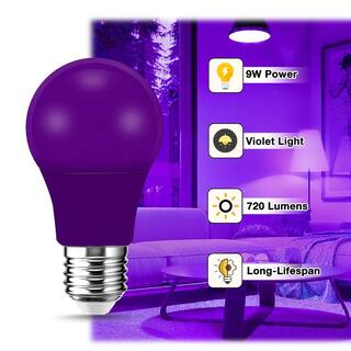 YANSUN 60-Watt Equivalent 9-Watt A19 E26 Base Non-Dimmable Violet LED Colored Light Bulb 9000K (24-Pack) H-HE004VW9E26-24