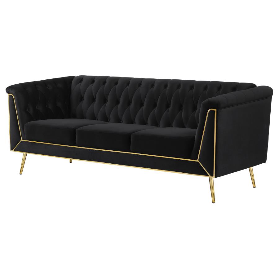 Holly Tuxedo Arm Tufted Back Living Room Sofa Black