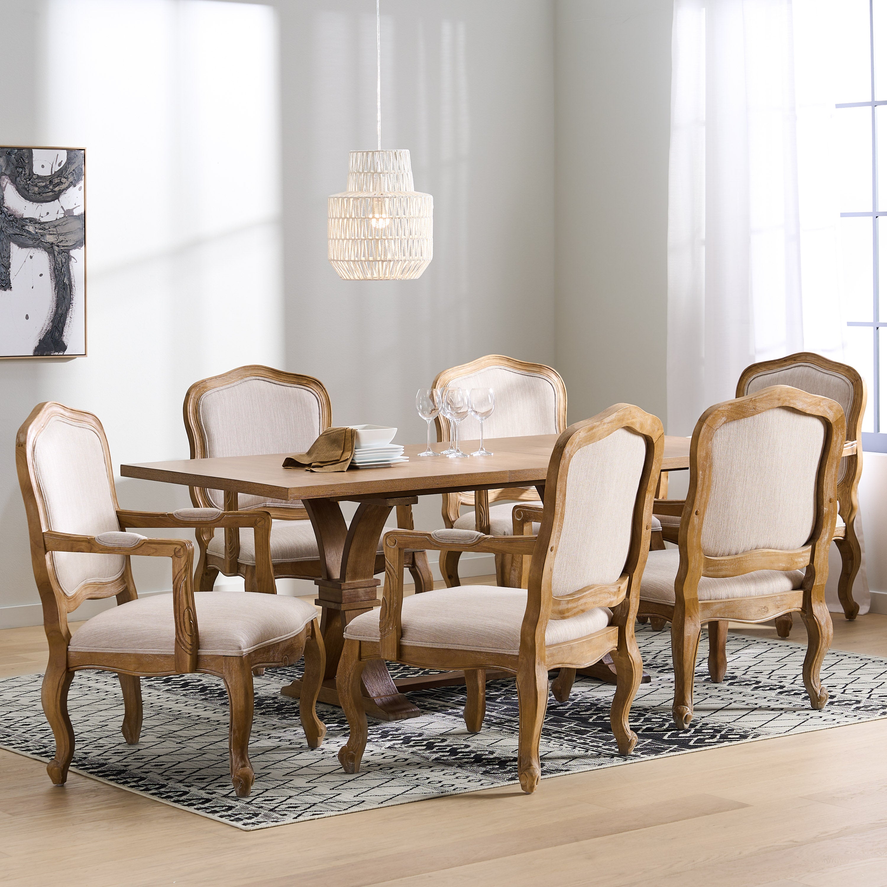 Maria French Country Wood 7-Piece Expandable Dining Set