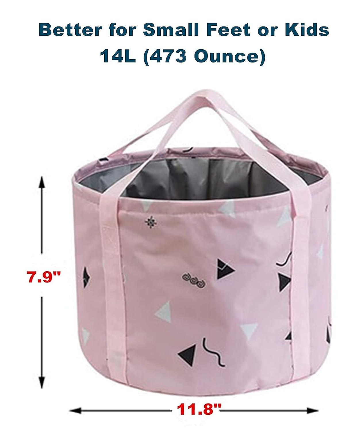 14l Collapsible Feet Soaking Bag Tub With Handles For Girls Women， Portable Pedicure Foot Spa Soak Bath Foldable Basin Bucket For Travel Camping， Pink