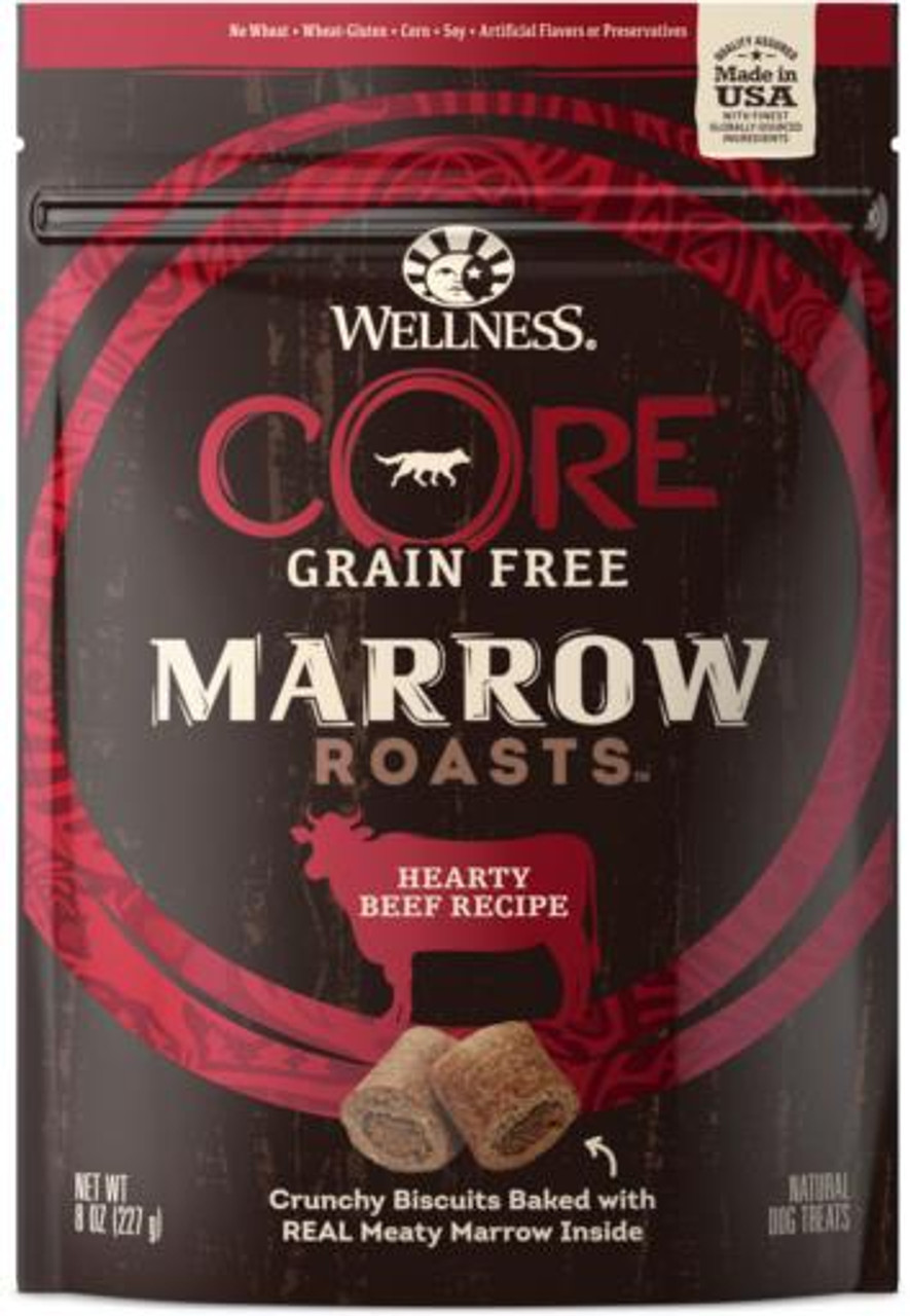 Wellness Core Grain Free Hearty Beef Marrow Roasts Dog Treats， 8 Oz.