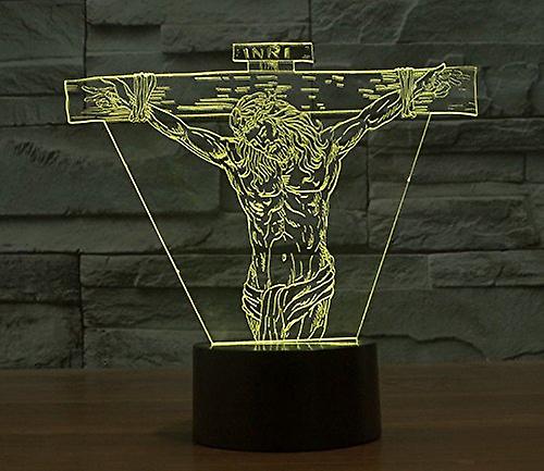 3d Christianity Jesus Suffering Night Light 7 Color Change Led Table Desk Lamp Acrylic Flat Abs Base Usb Charger Home Toy Brithday Xmas Kid Children G