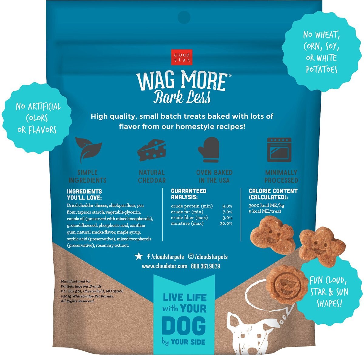 Cloud Star Wag More Bark Less Soft Chews with Smooth Aged Cheddar Grain-Free Dog Treats